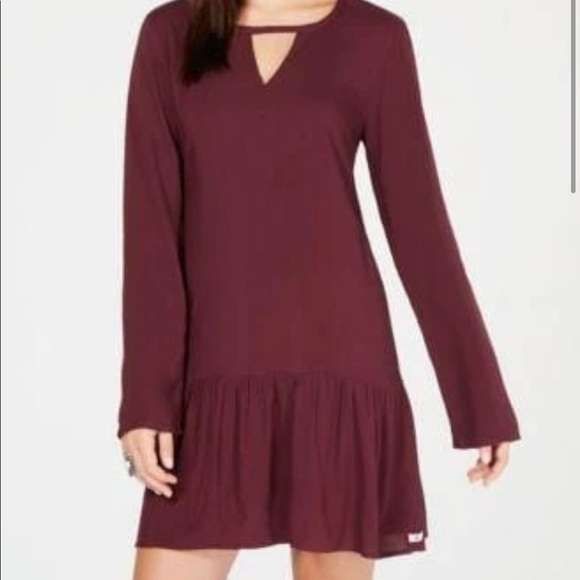 Hurley Cabo Cutout Drop-Waist Dress Wine Color - Picture 1 of 4
